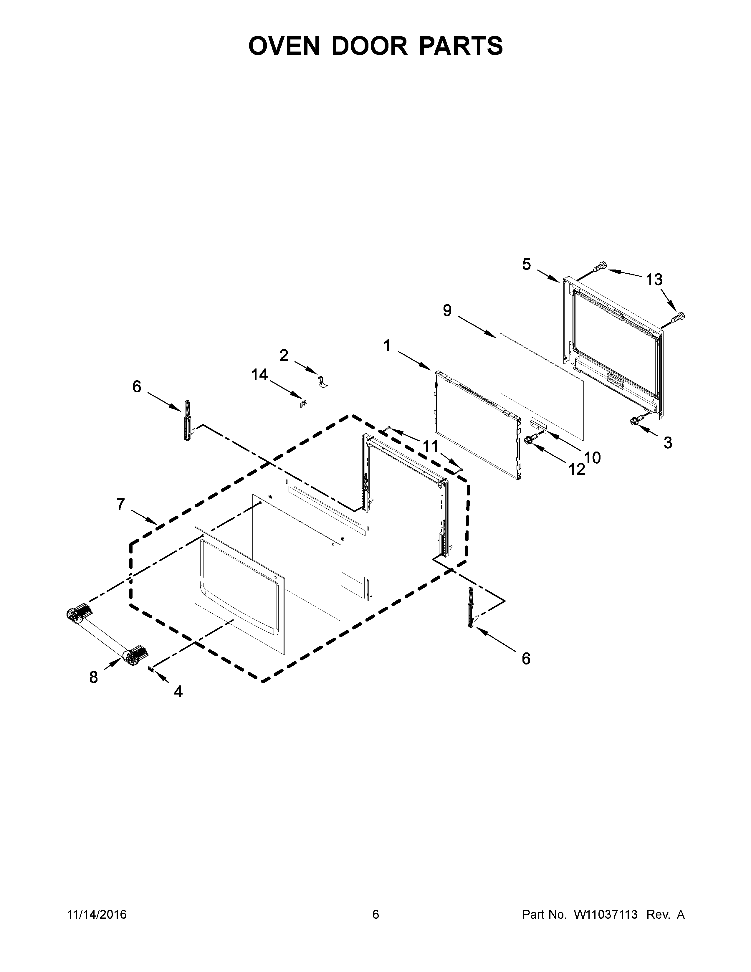 Oven door parts