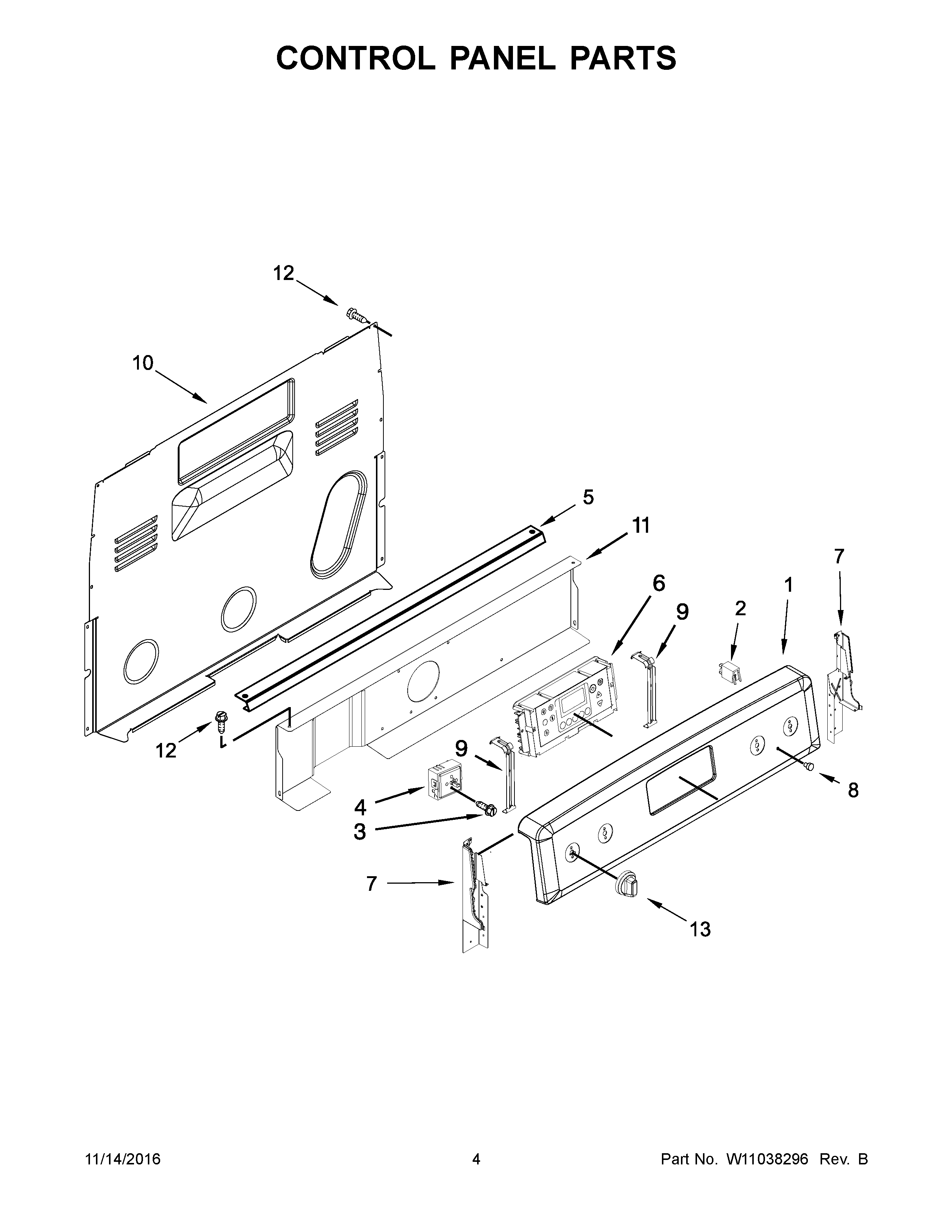 Control panel parts