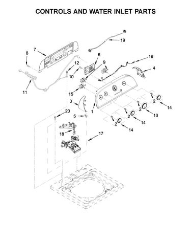 Controls and water inlet parts