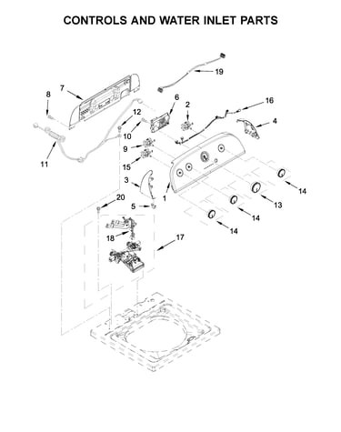 Controls and water inlet parts