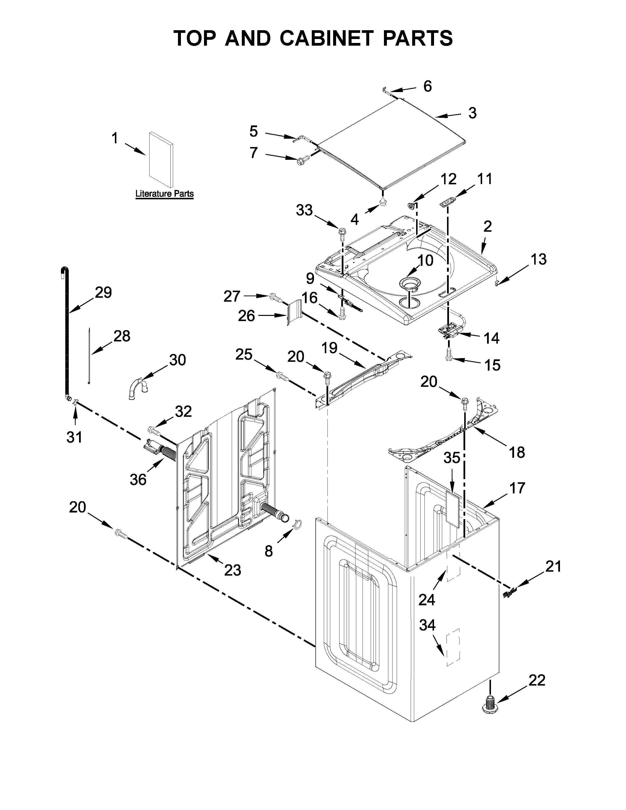 Top and cabinet parts
