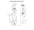 Whirlpool WTW8500DR1 motor, basket and tub parts diagram
