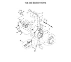 Whirlpool WFW85HEFW1 tub and basket parts diagram