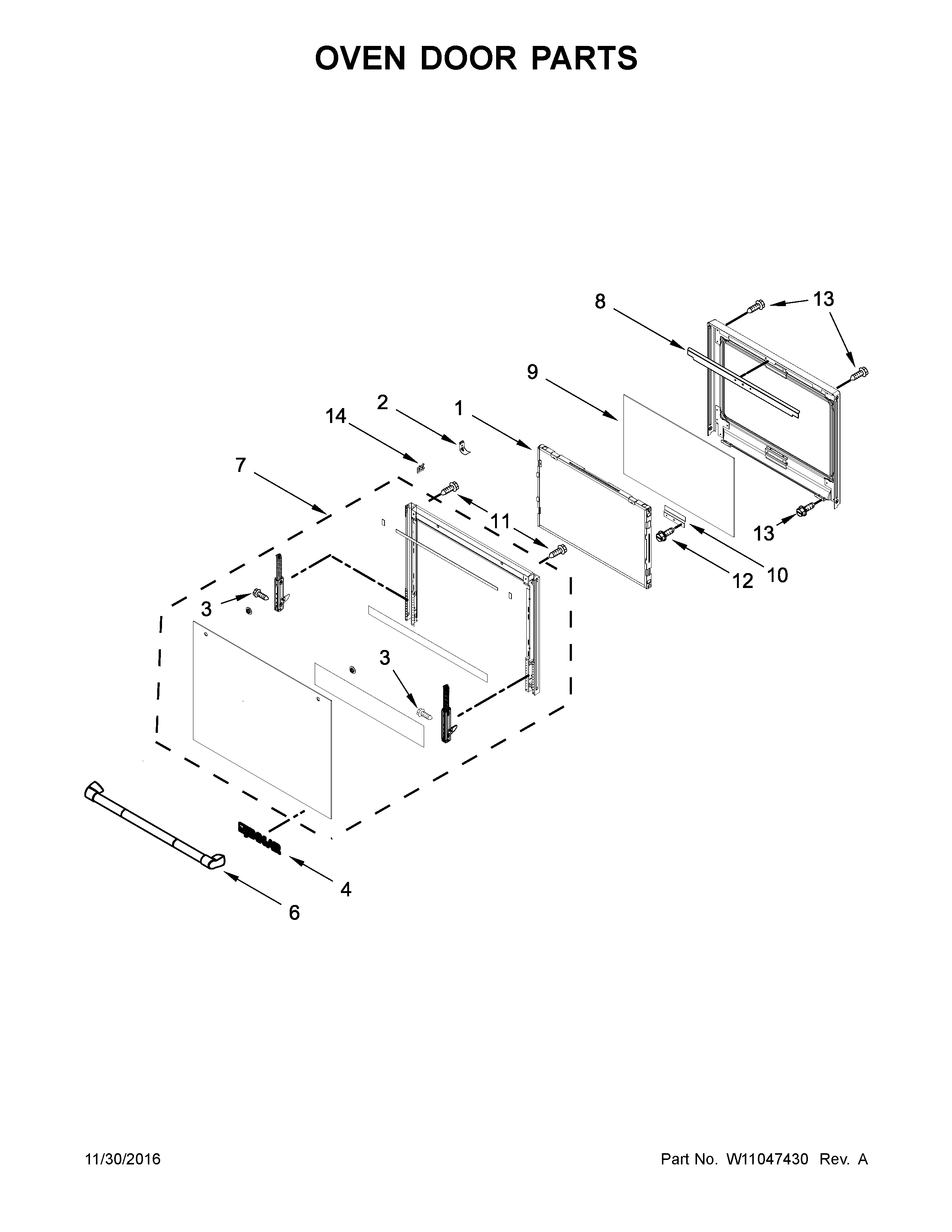 Oven door parts