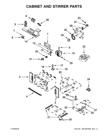 Cabinet and stirrer parts