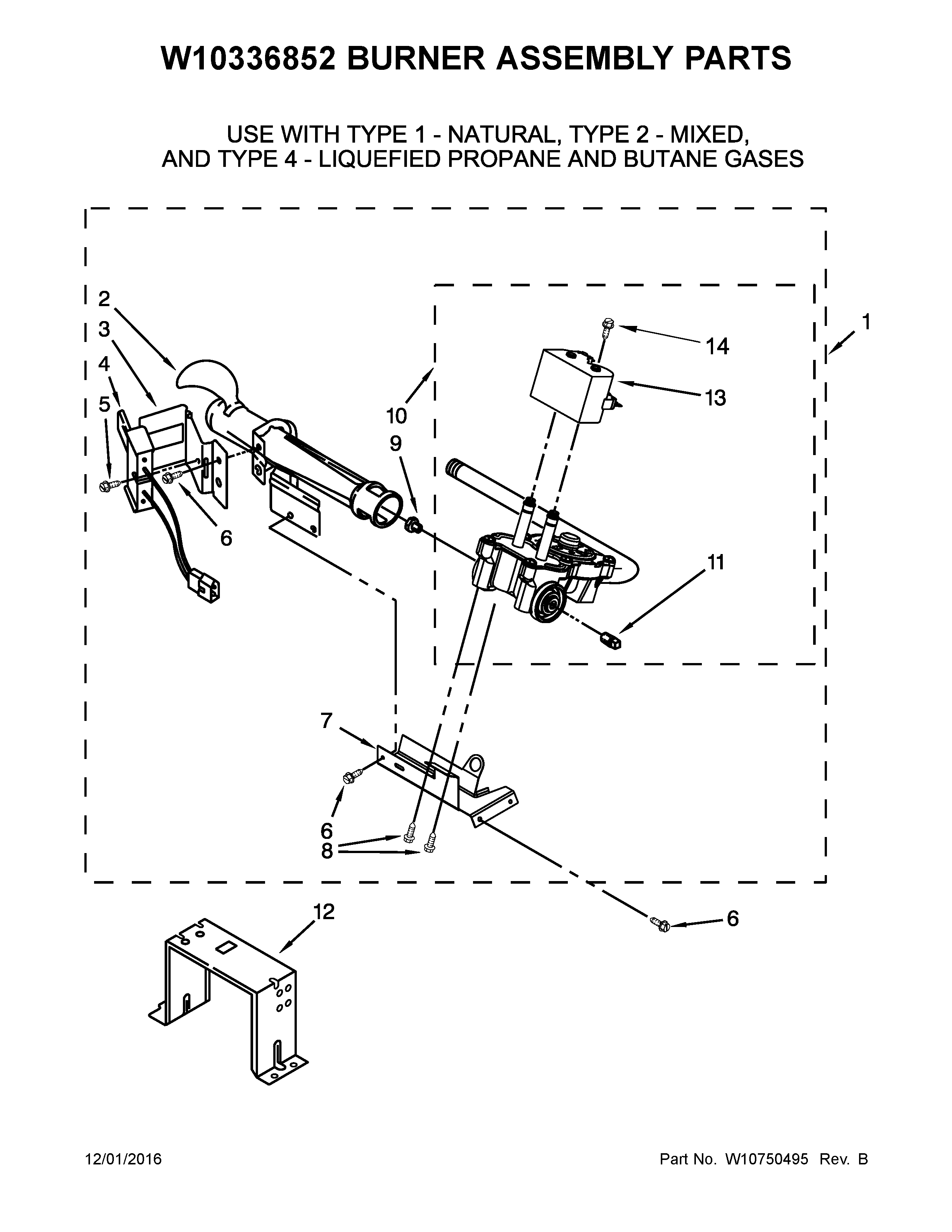 W10336852 BURNER ASSEMBLY PARTS