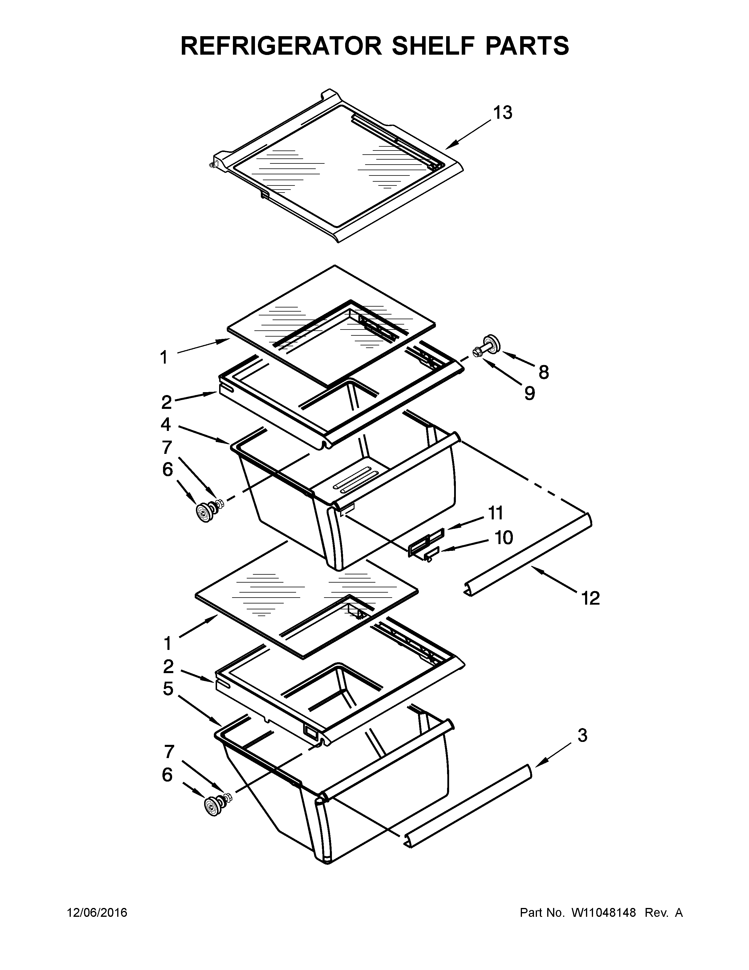 Refrigerator shelf parts