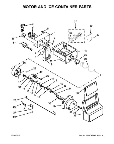 Motor and ice container parts