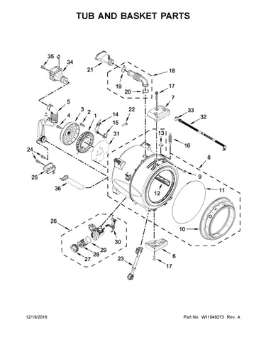Tub and basket parts