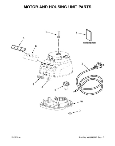 Motor, housing unit parts
