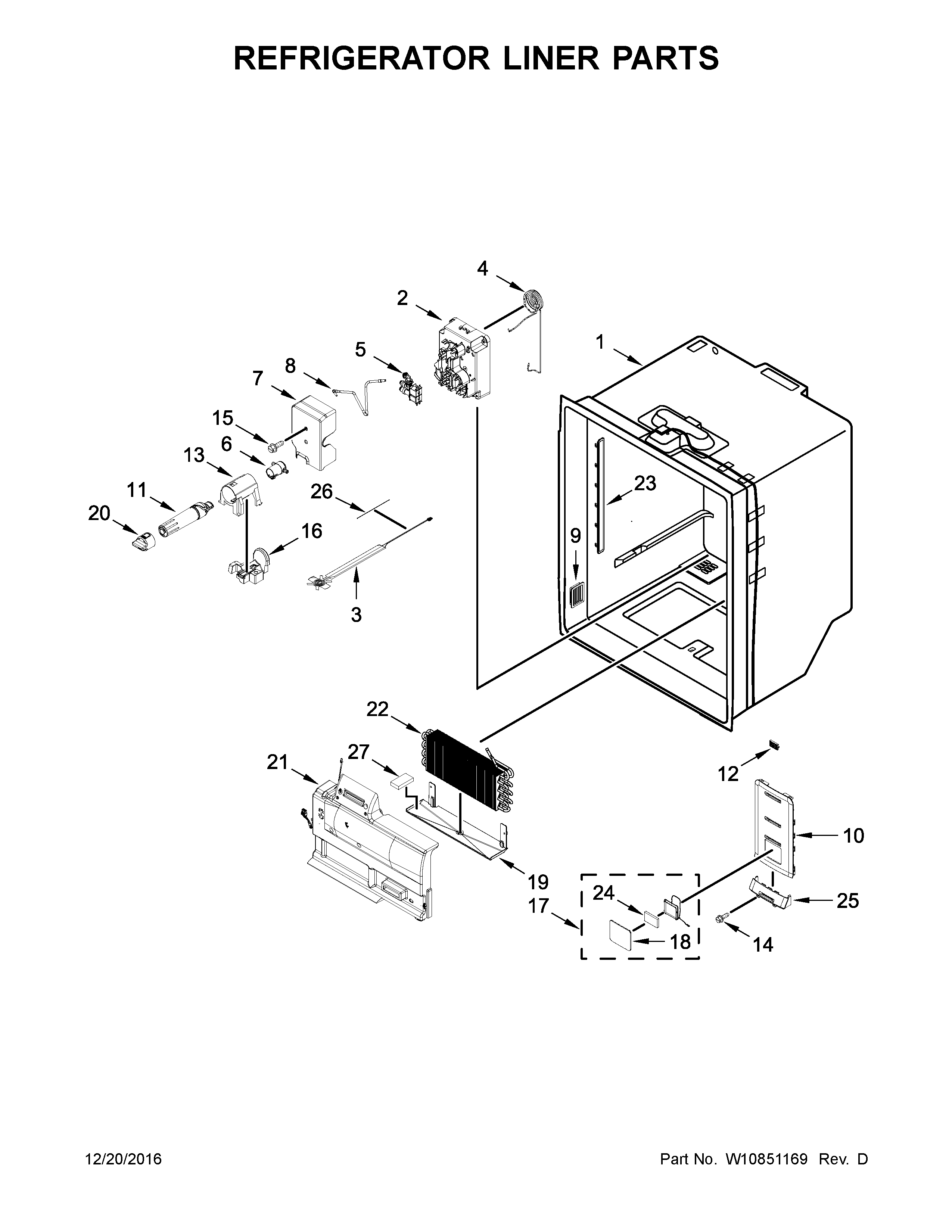 REFRIGERATOR LINER PARTS