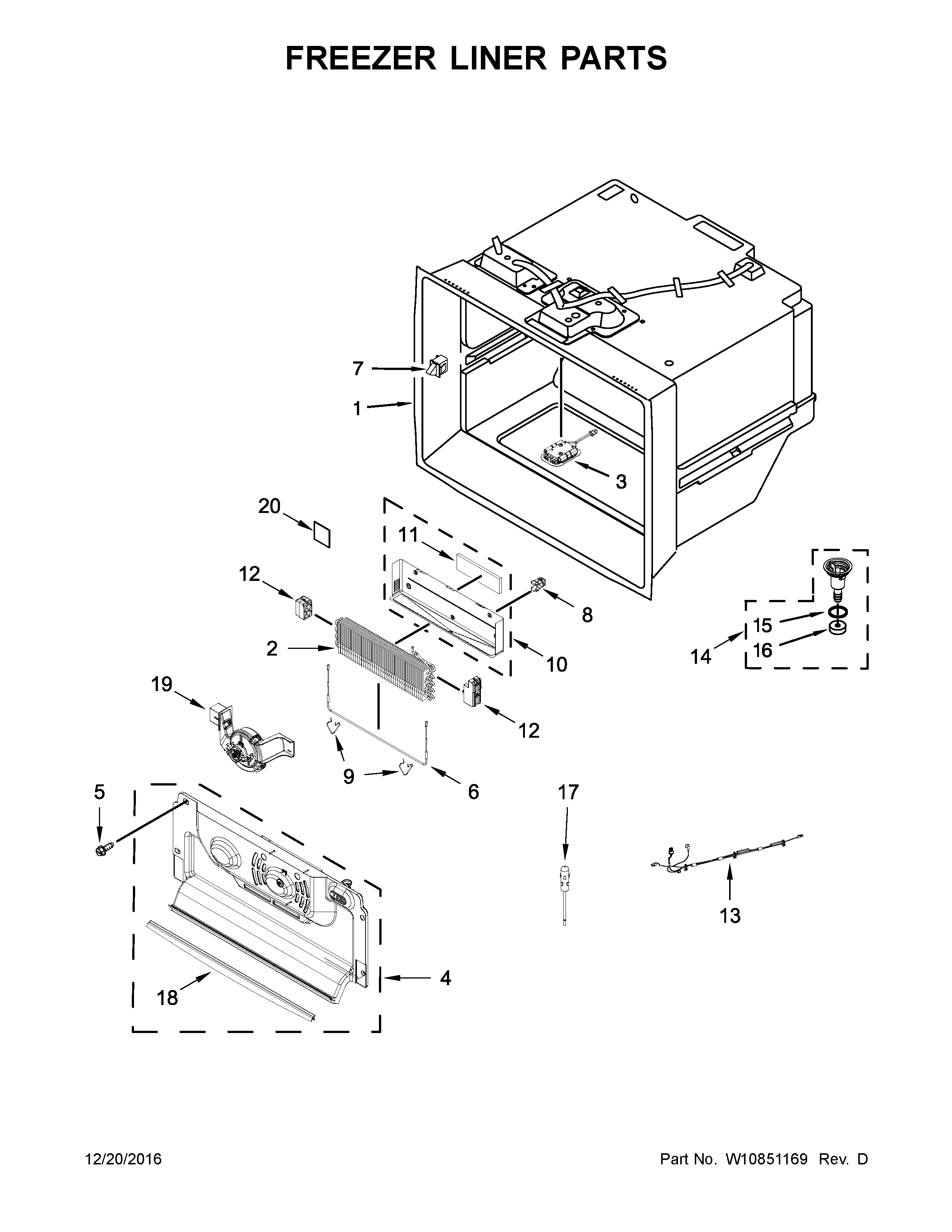 Freezer liner parts