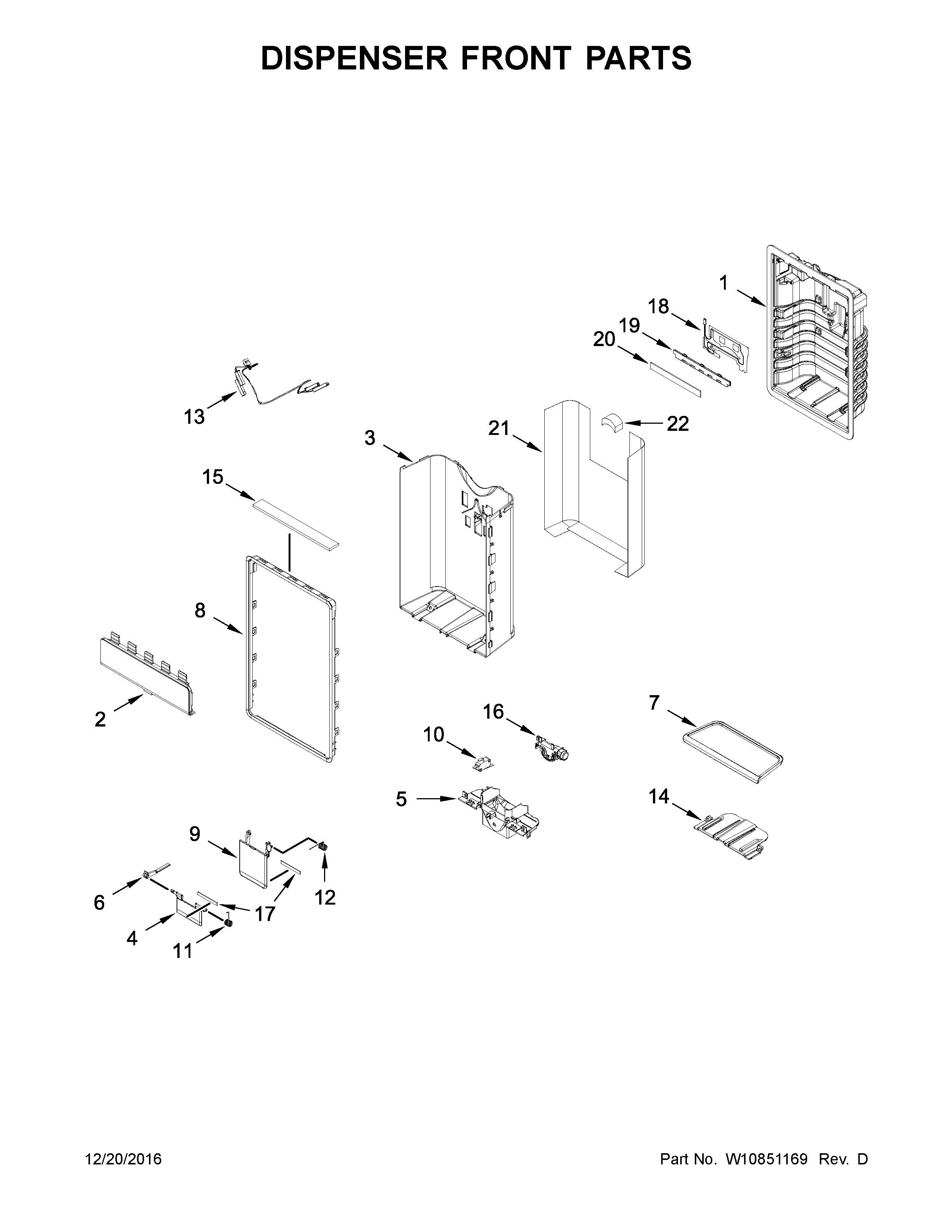 Dispenser front parts