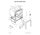 Whirlpool WDF520PADW7 tub and frame parts diagram
