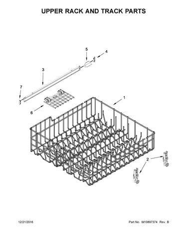 Upper rack and track parts