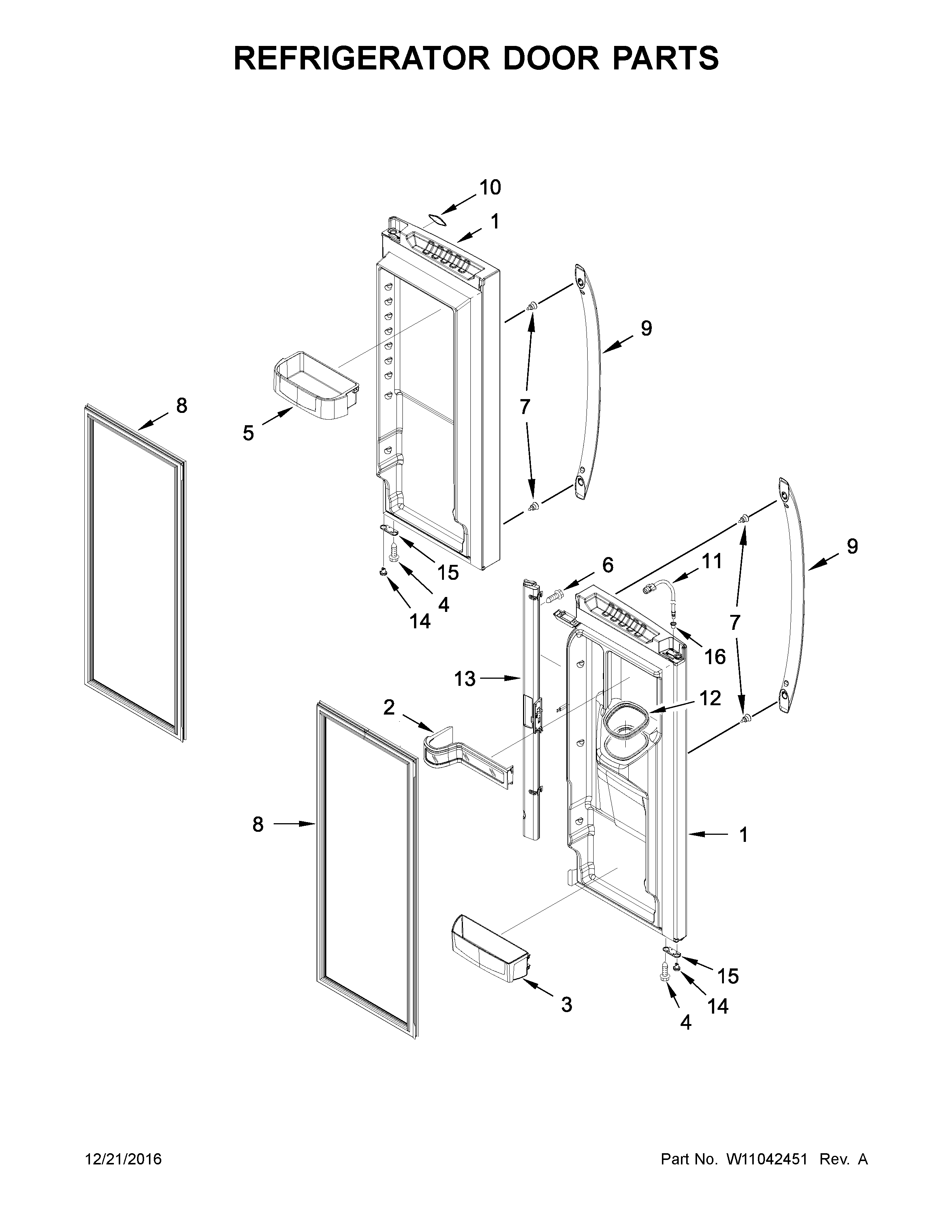 Refrigerator door parts
