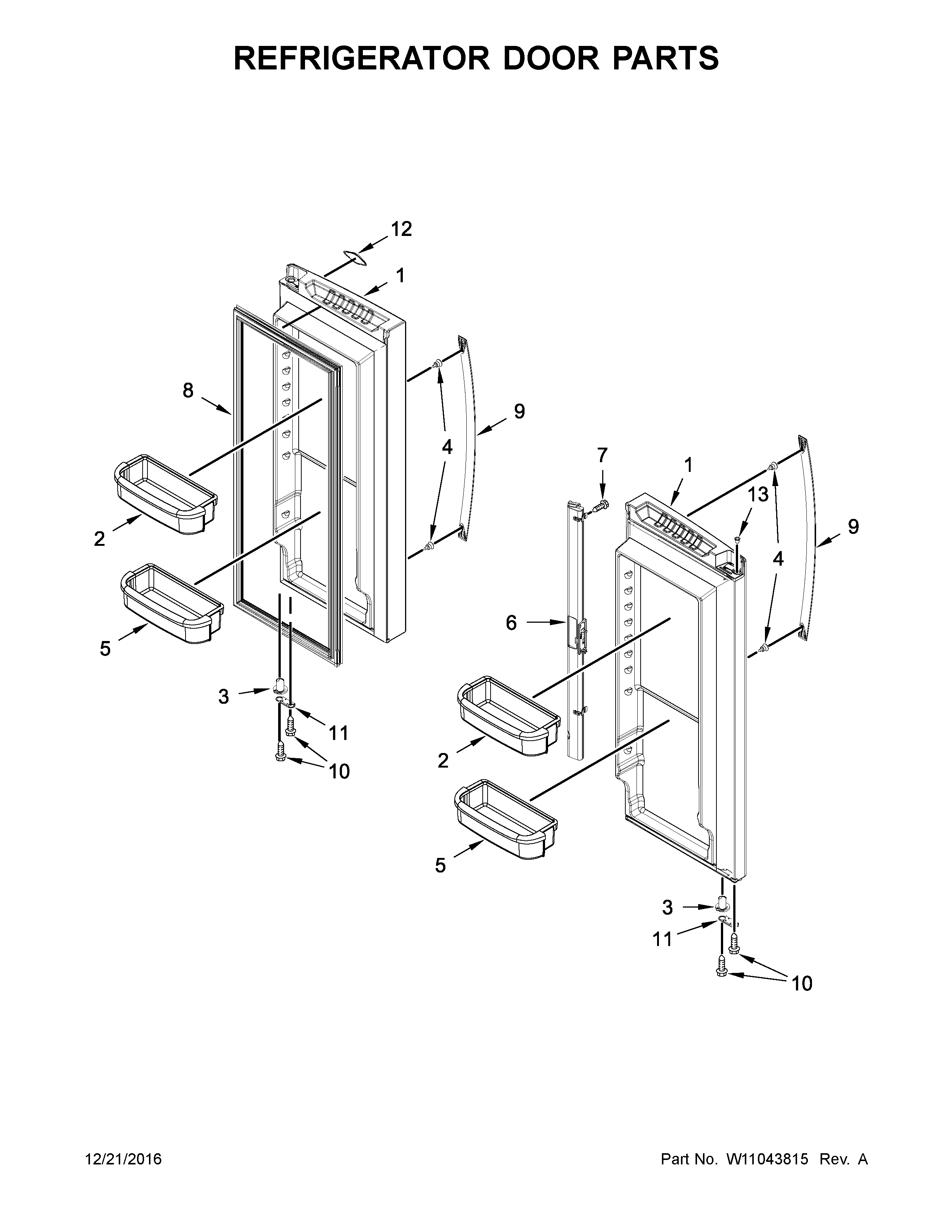 Refrigerator door parts