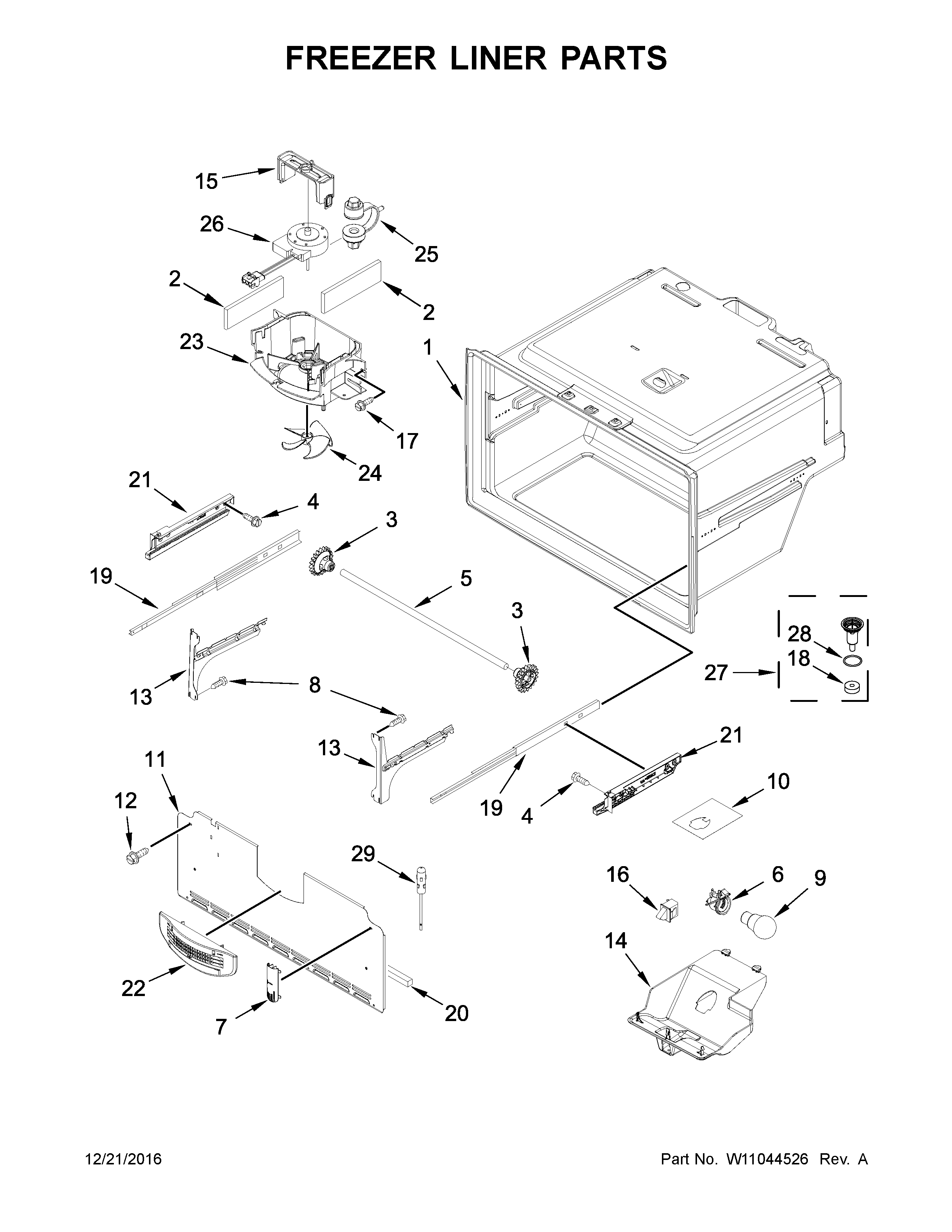 Freezer liner parts