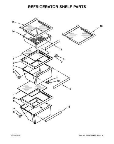 Refrigerator shelf parts