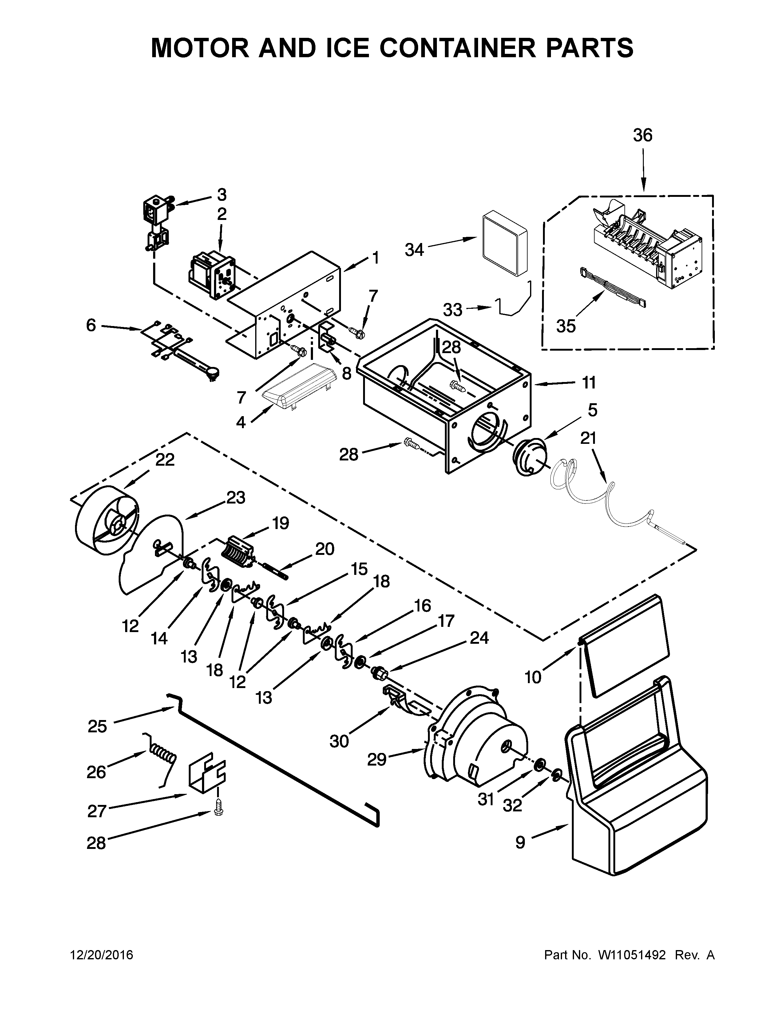 MOTOR AND ICE CONTAINER PARTS