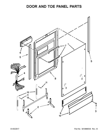 Door and toe panel parts
