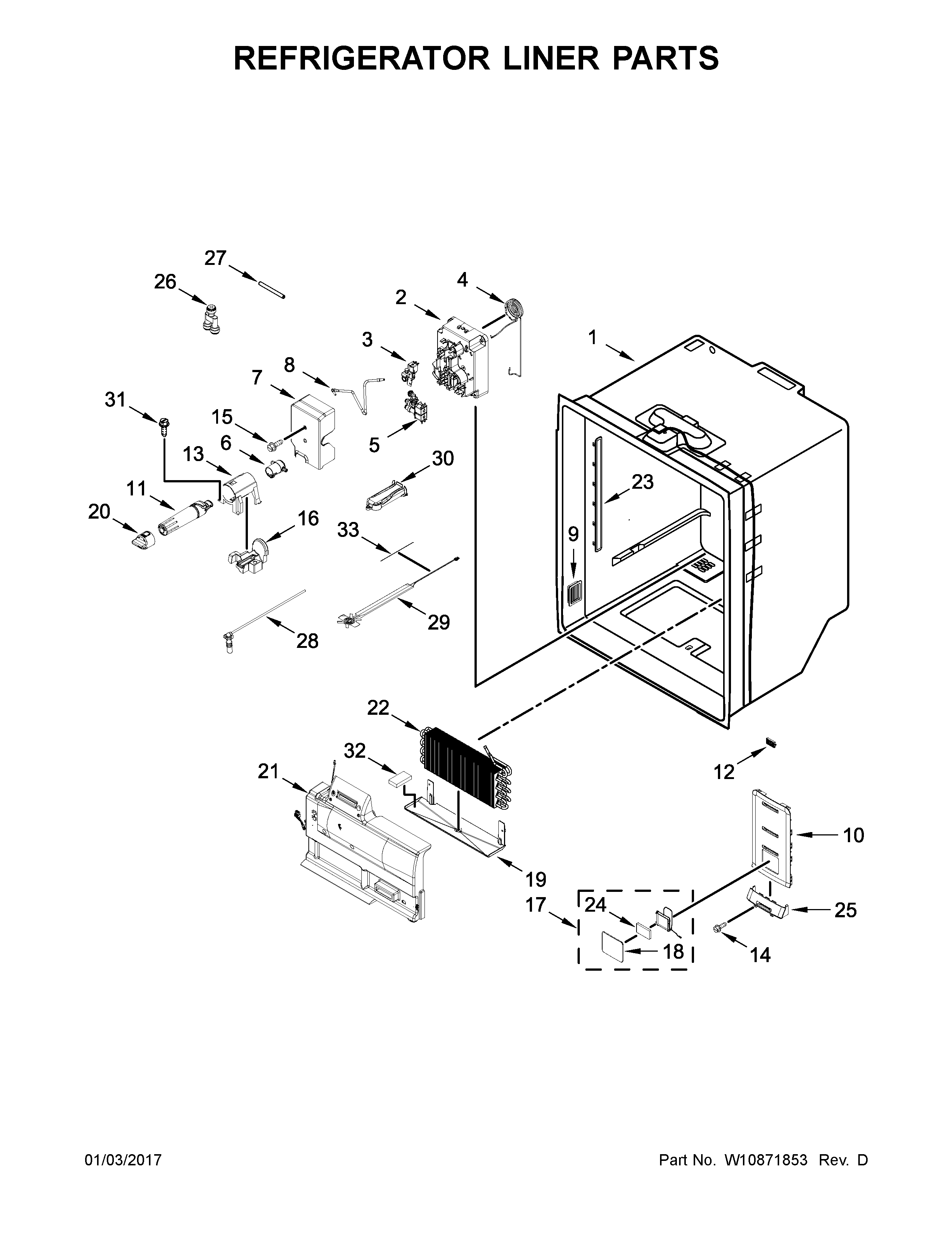 REFRIGERATOR LINER PARTS