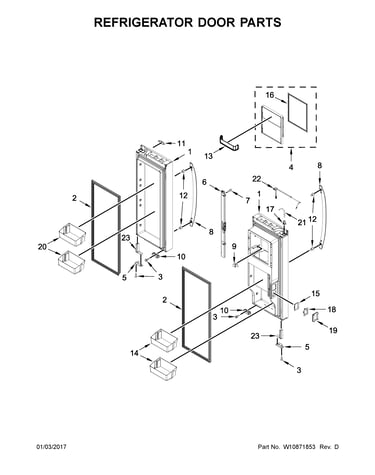 Refrigerator door parts