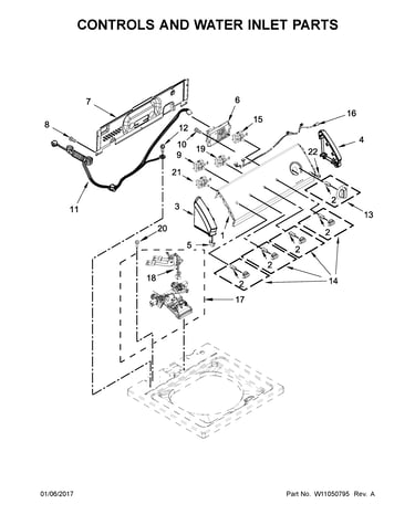 Controls and water inlet parts