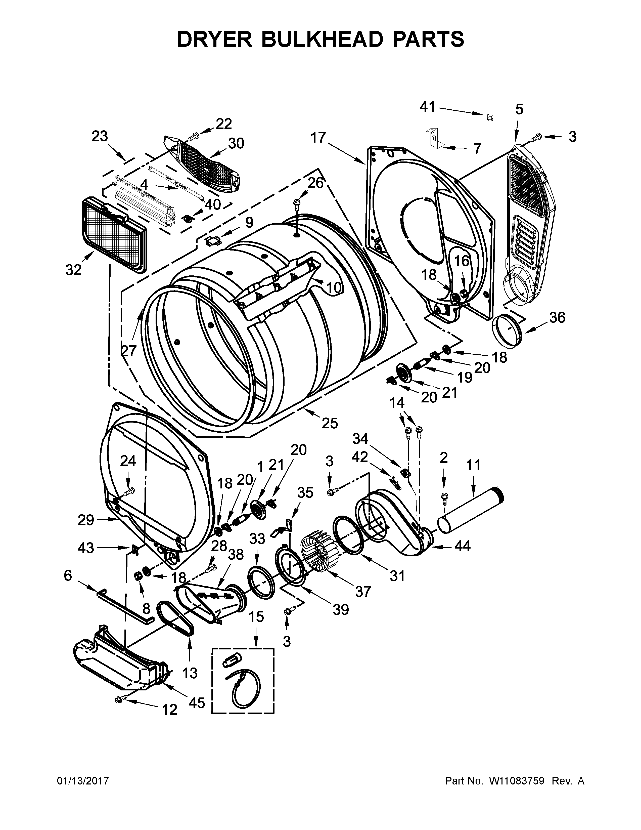 Dryer bulkhead parts