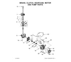 Whirlpool WGT4027EW1 brake, clutch, gearcase, motor and pump parts diagram