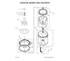 Whirlpool WGT4027EW1 agitator, basket and tub parts diagram