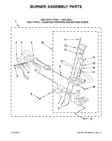 Burner assembly parts