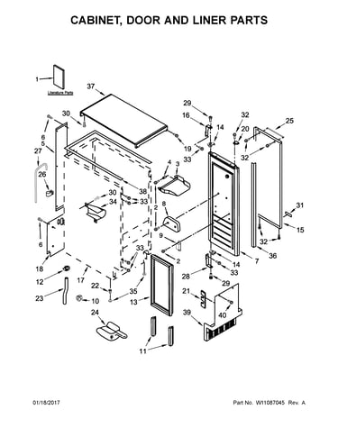 Cabinet, door and liner parts
