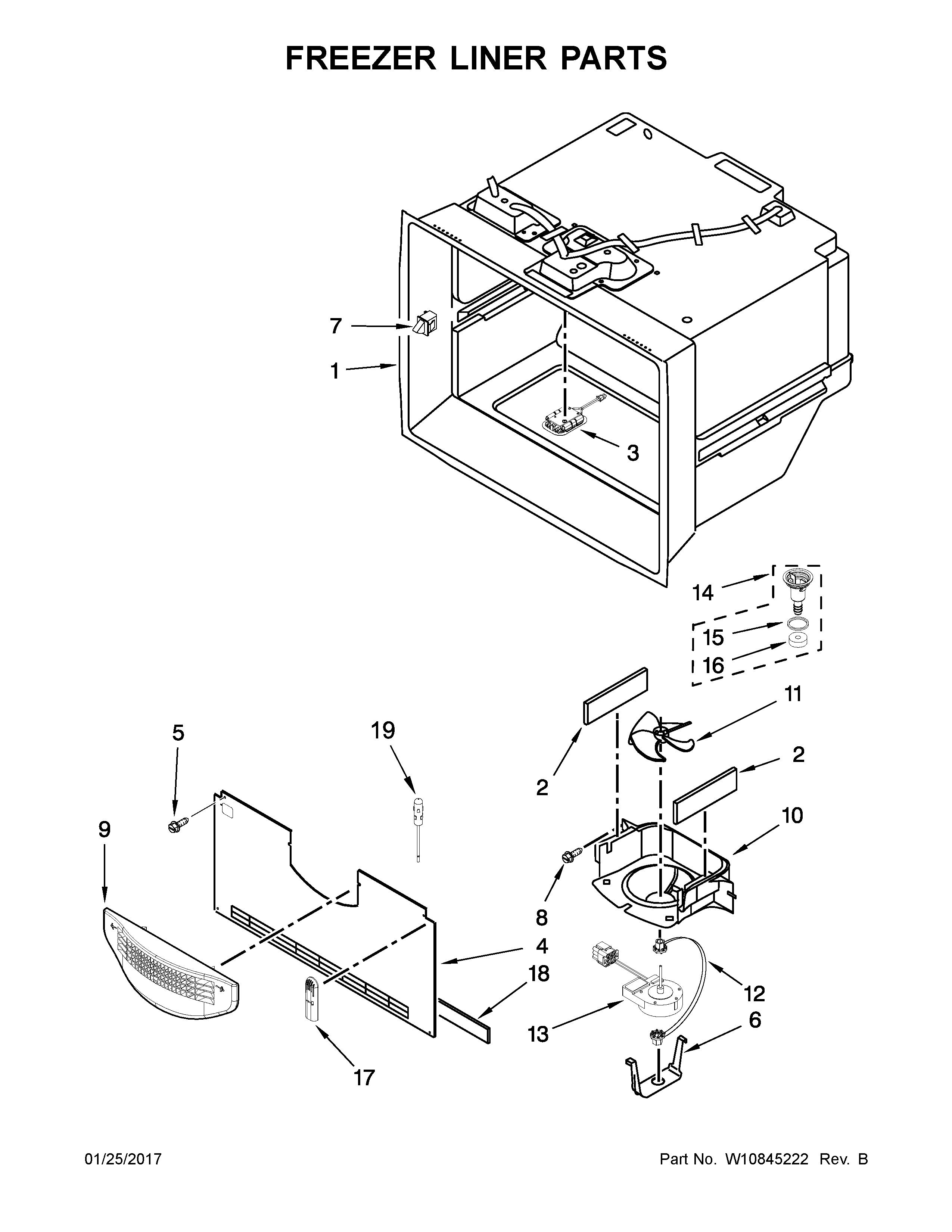 Freezer liner parts