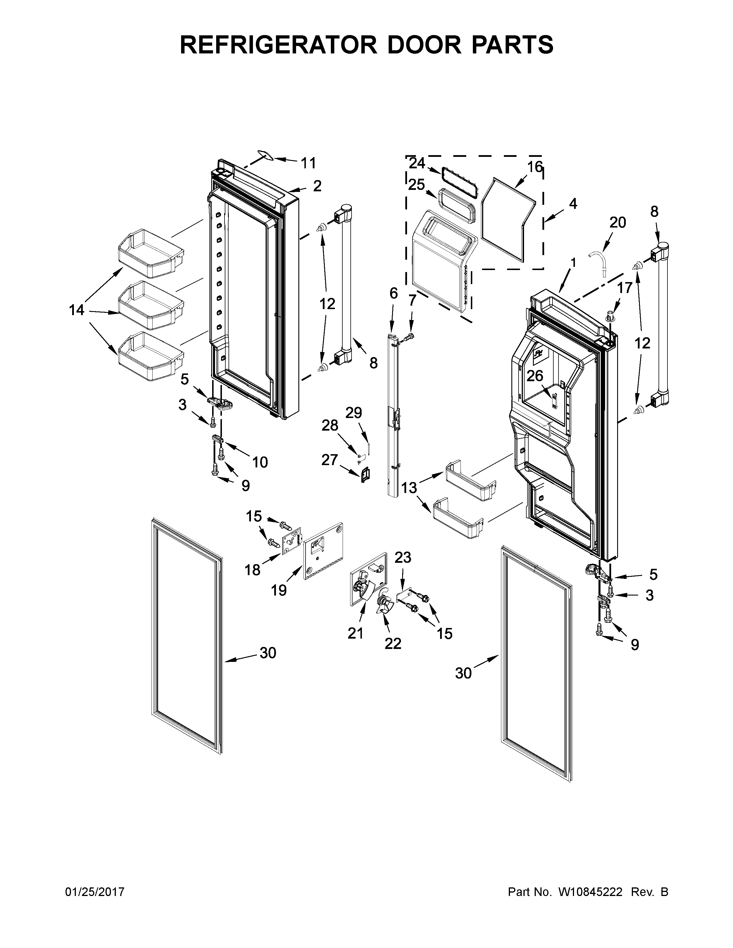 Refrigerator door parts