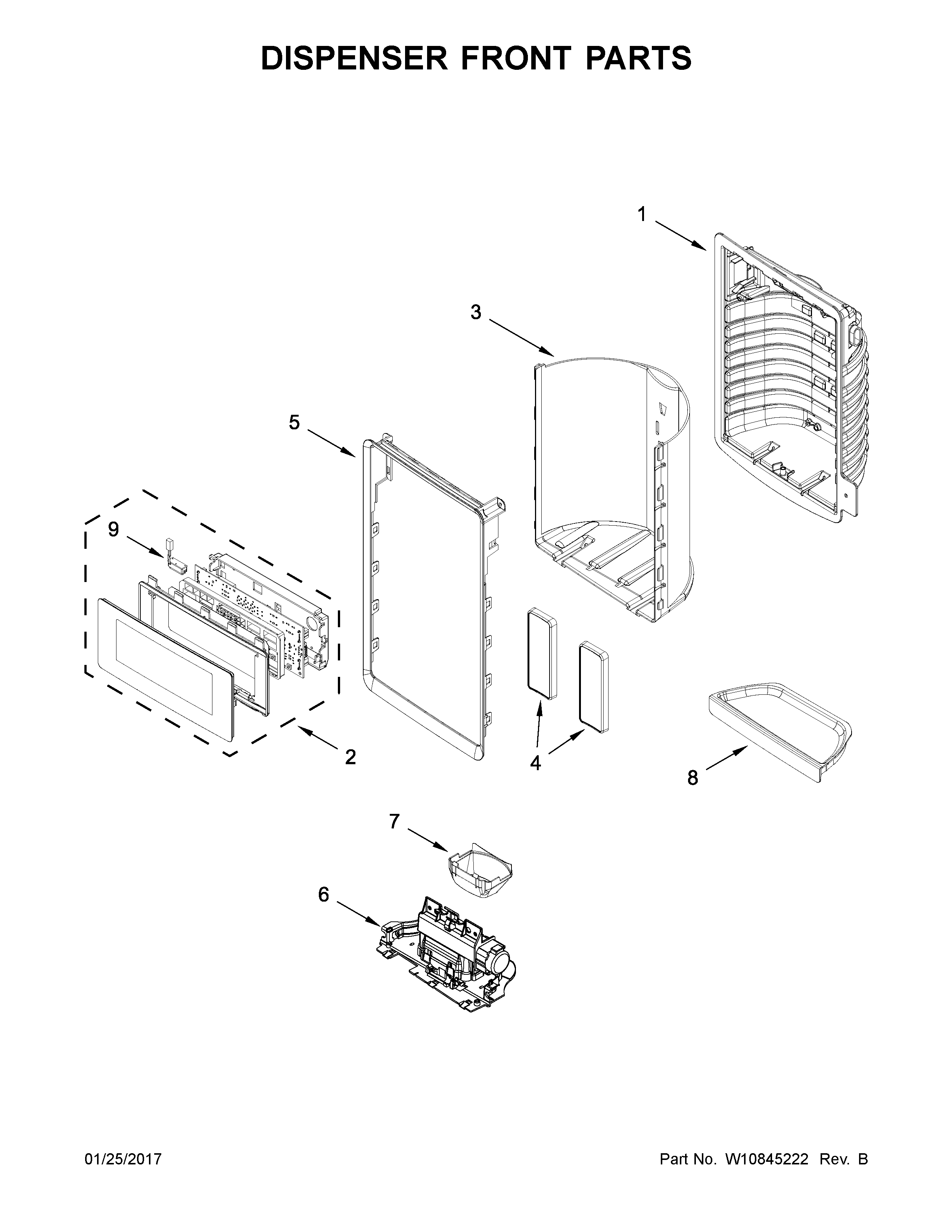 Dispenser front parts