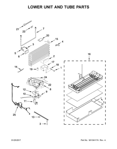 Lower unit and tube parts