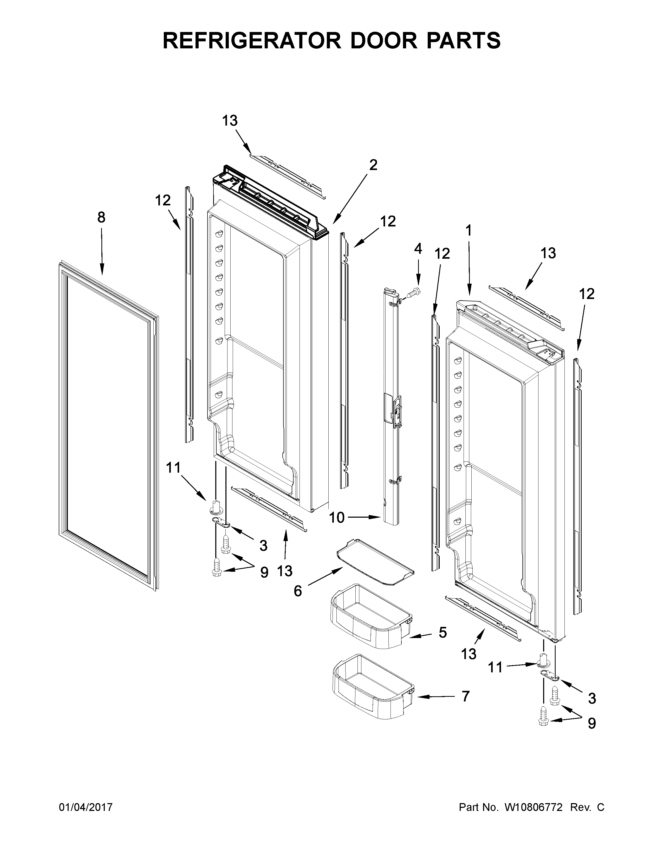 Refrigerator door parts