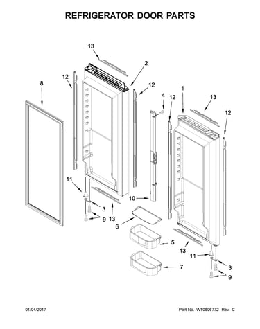 Refrigerator door parts