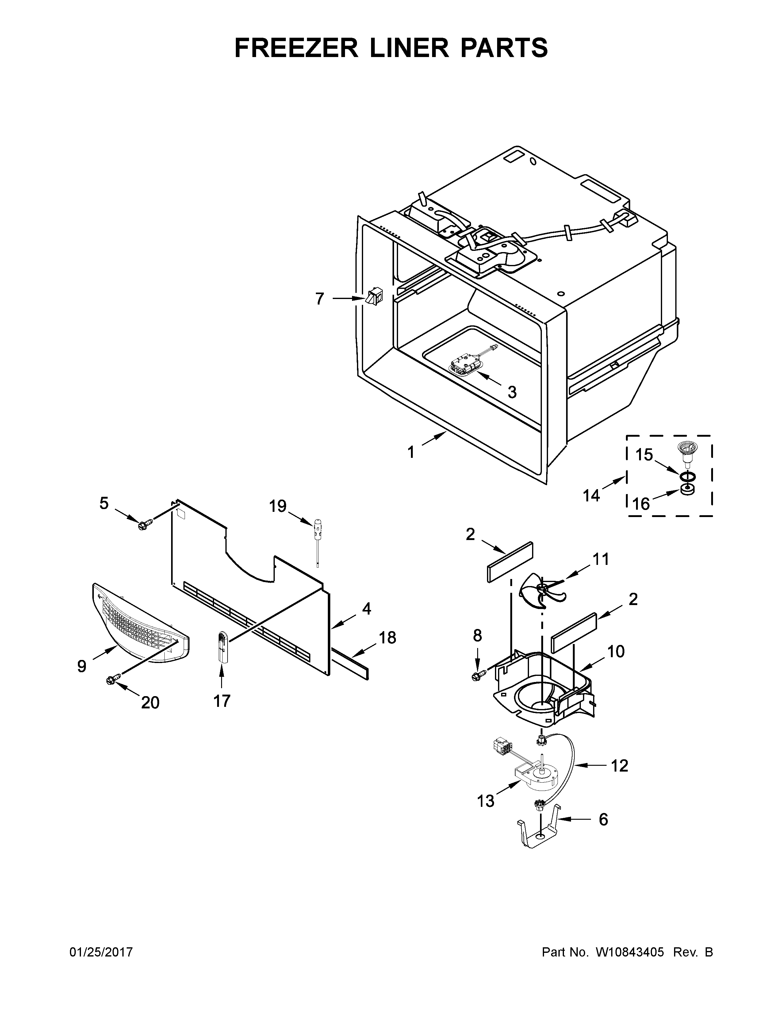 Freezer liner parts