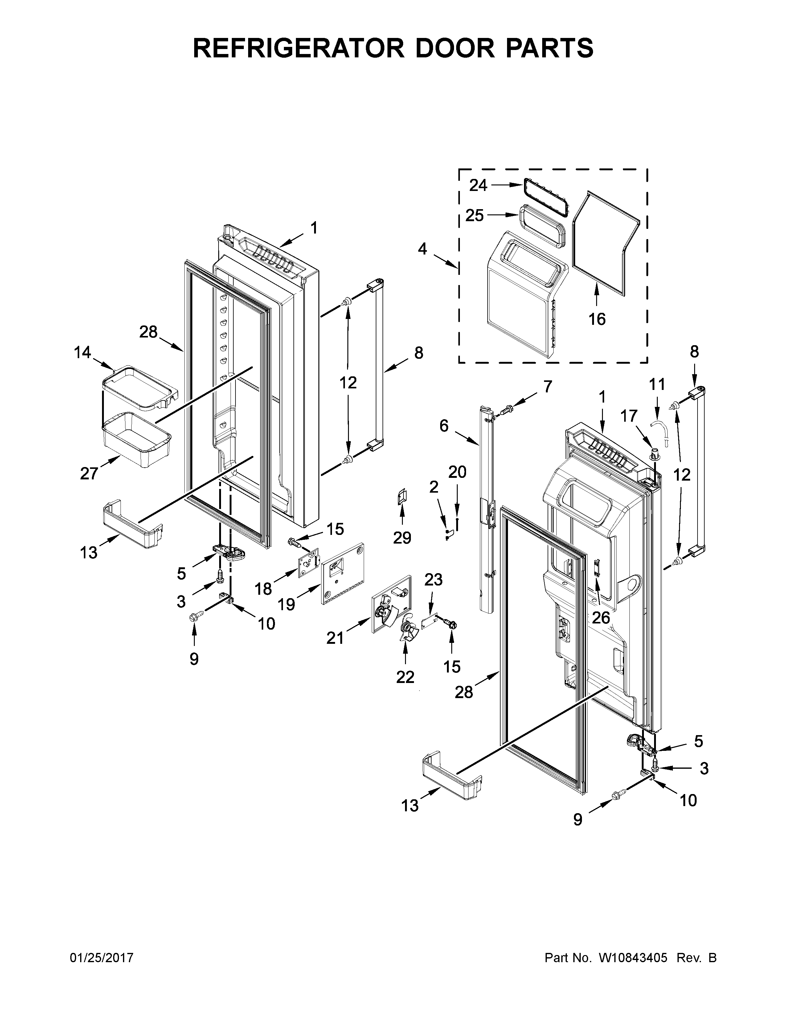 Refrigerator door parts