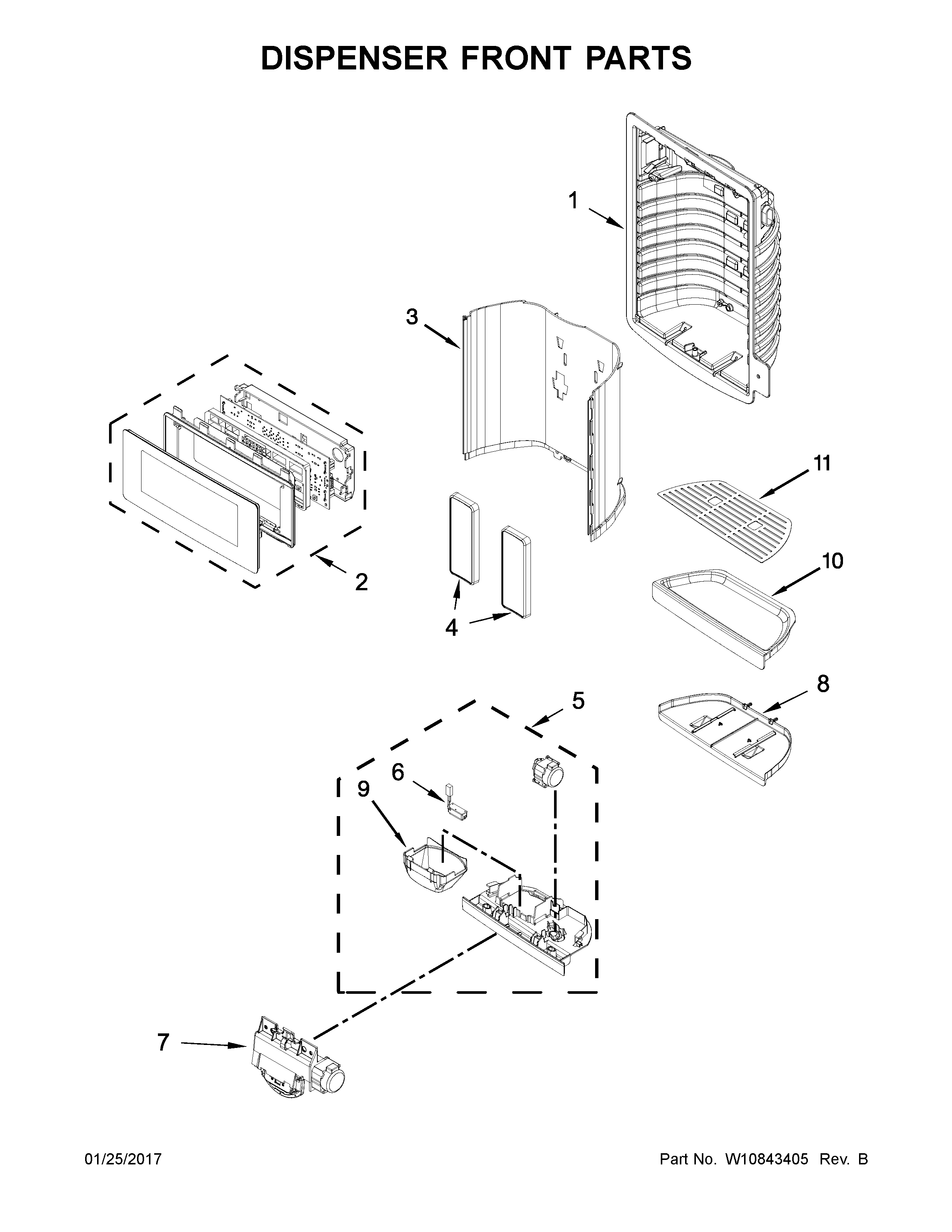 Dispenser front parts