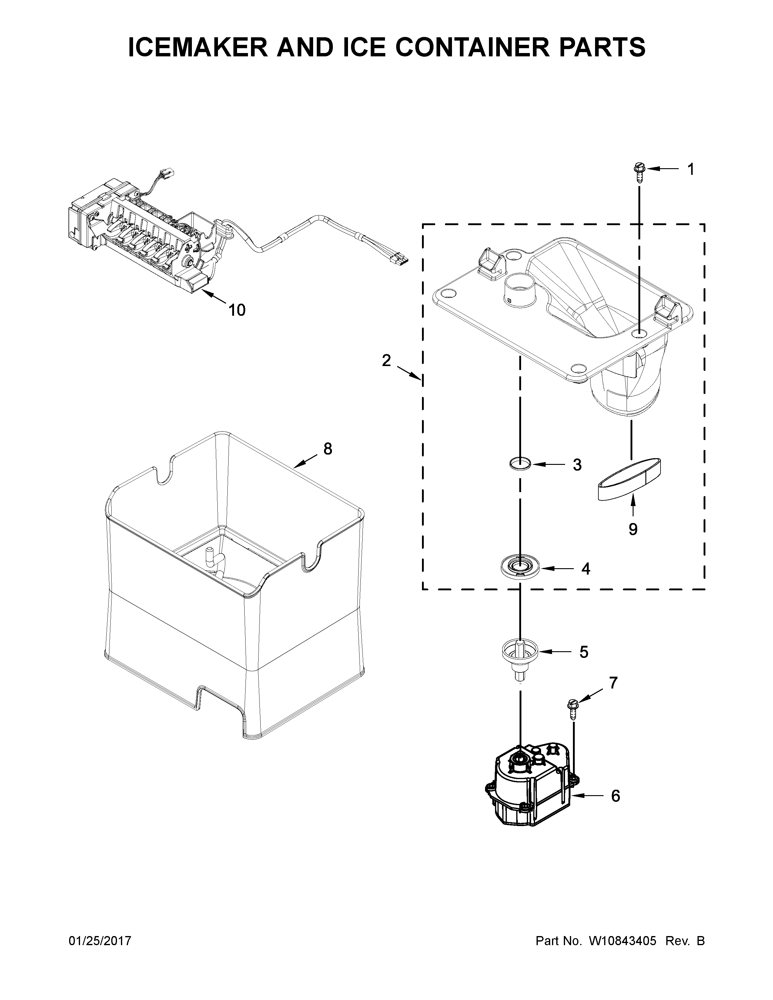 ICEMAKER AND ICE CONTAINER PARTS