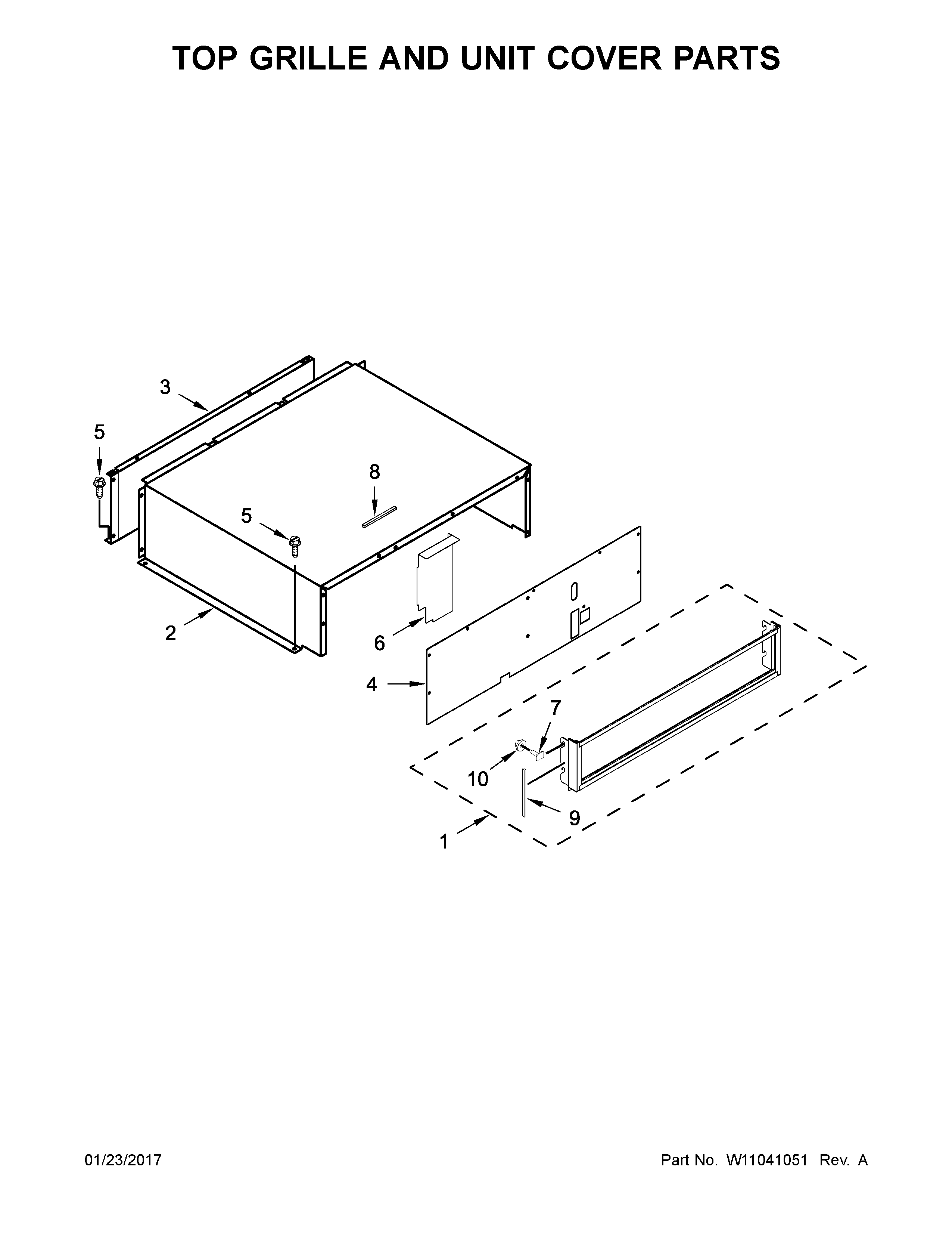 Top grille and unit cover parts
