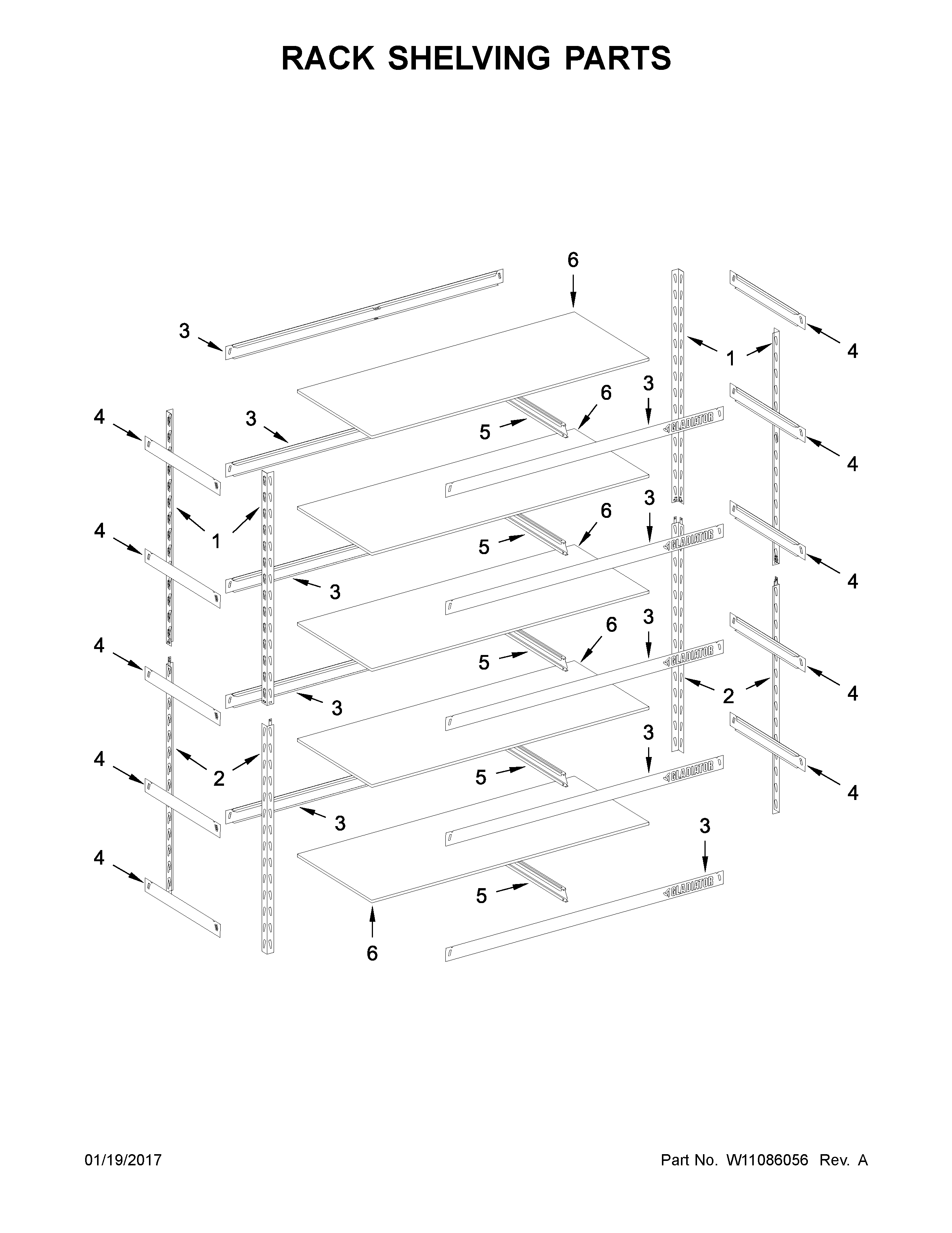 Rack shelving parts