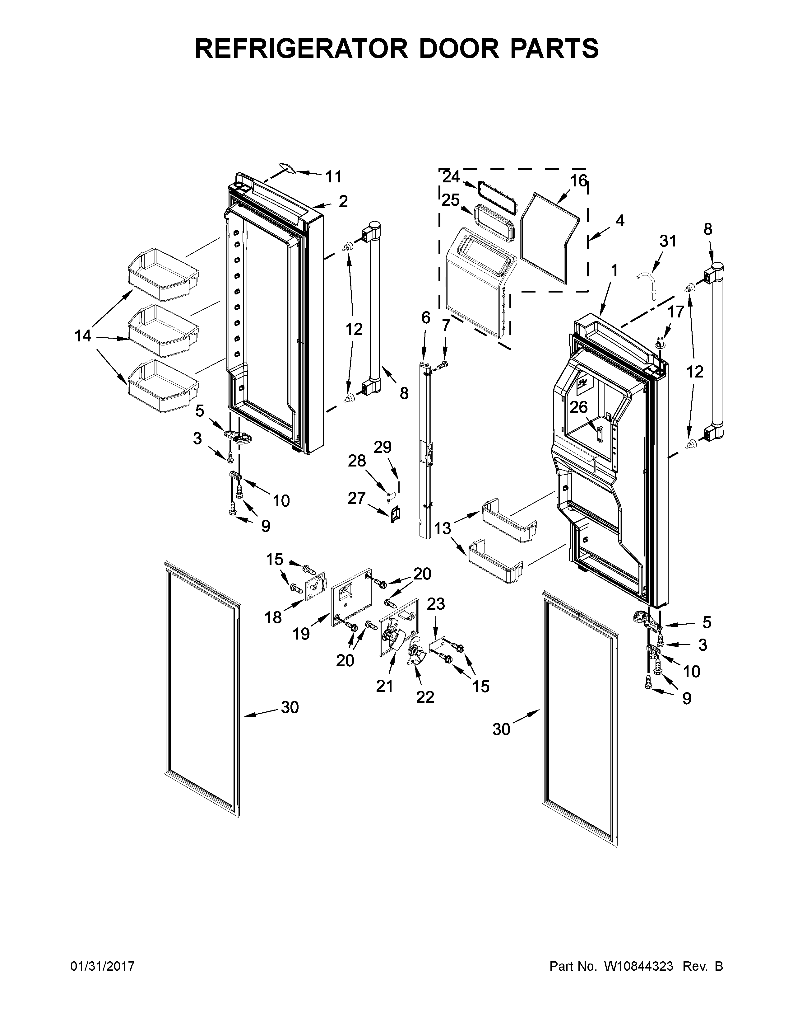Refrigerator door parts
