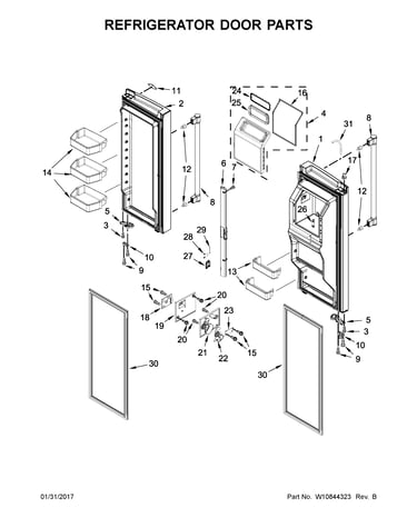 Refrigerator door parts