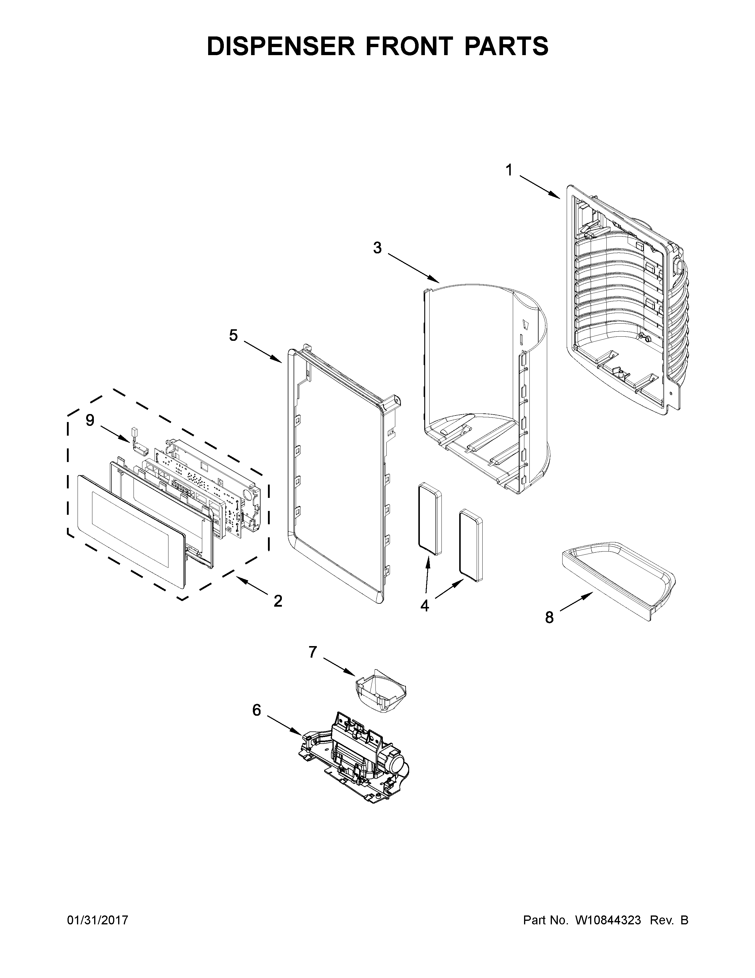 Dispenser front parts