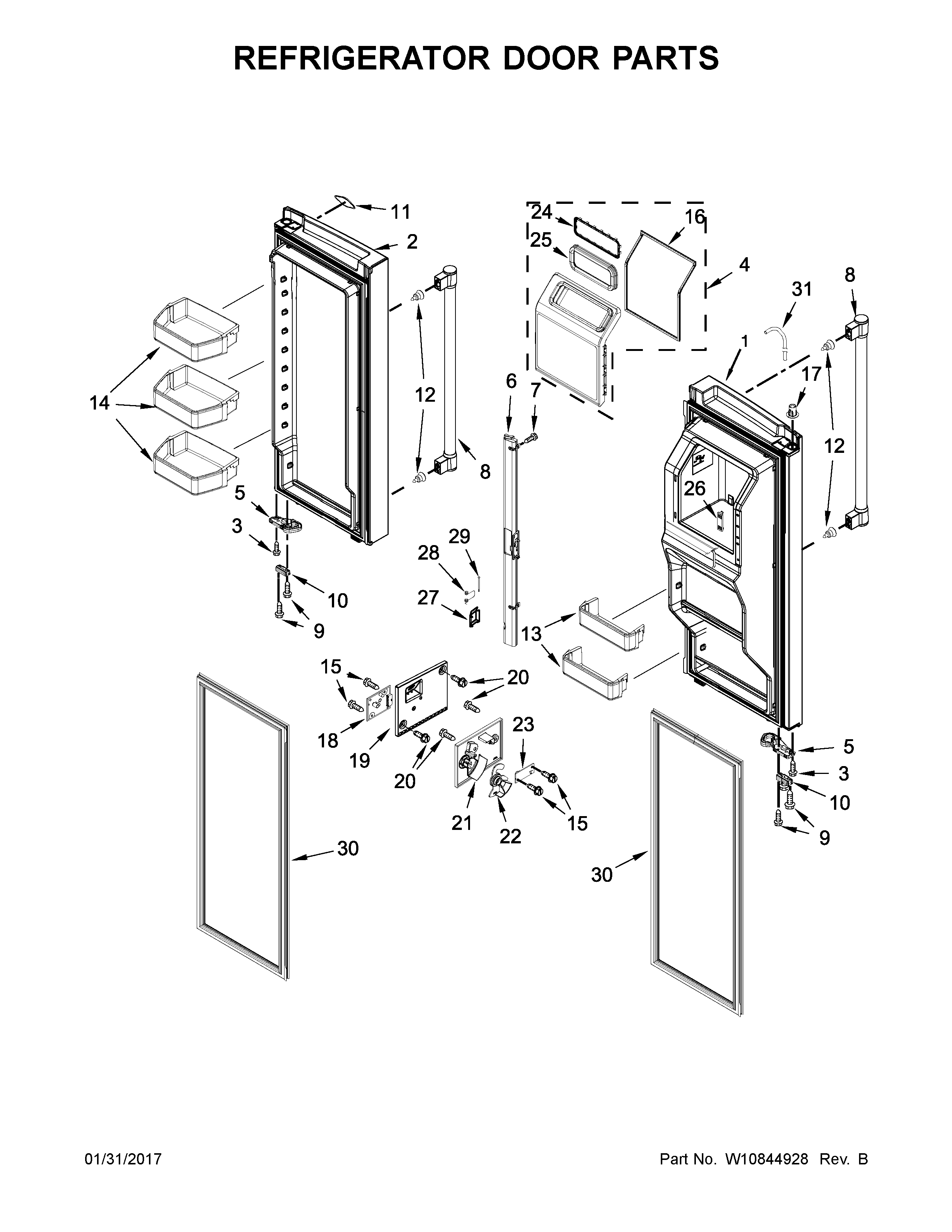 Refrigerator door parts