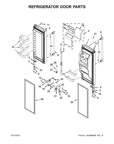 Refrigerator door parts